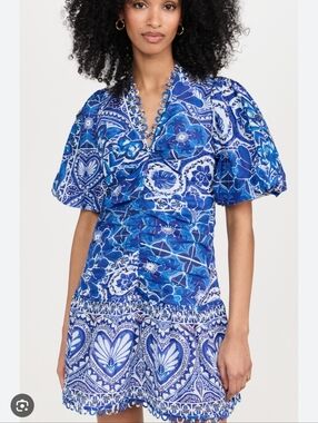 Farm Rio Tile Dream Multicolor Short Sleeve Dress M